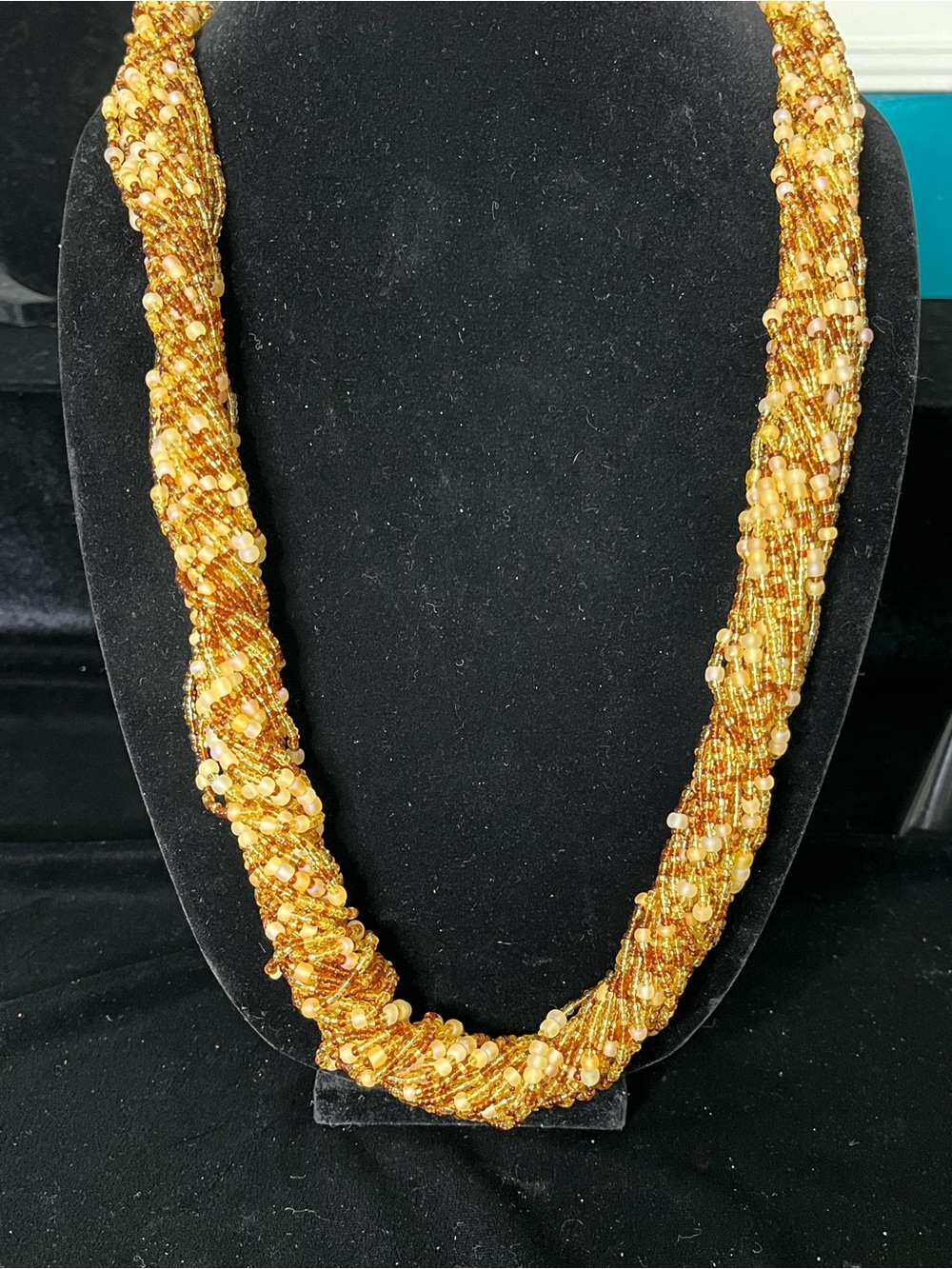 1449 Joan Rivers Gold and Brown Beaded Necklace
